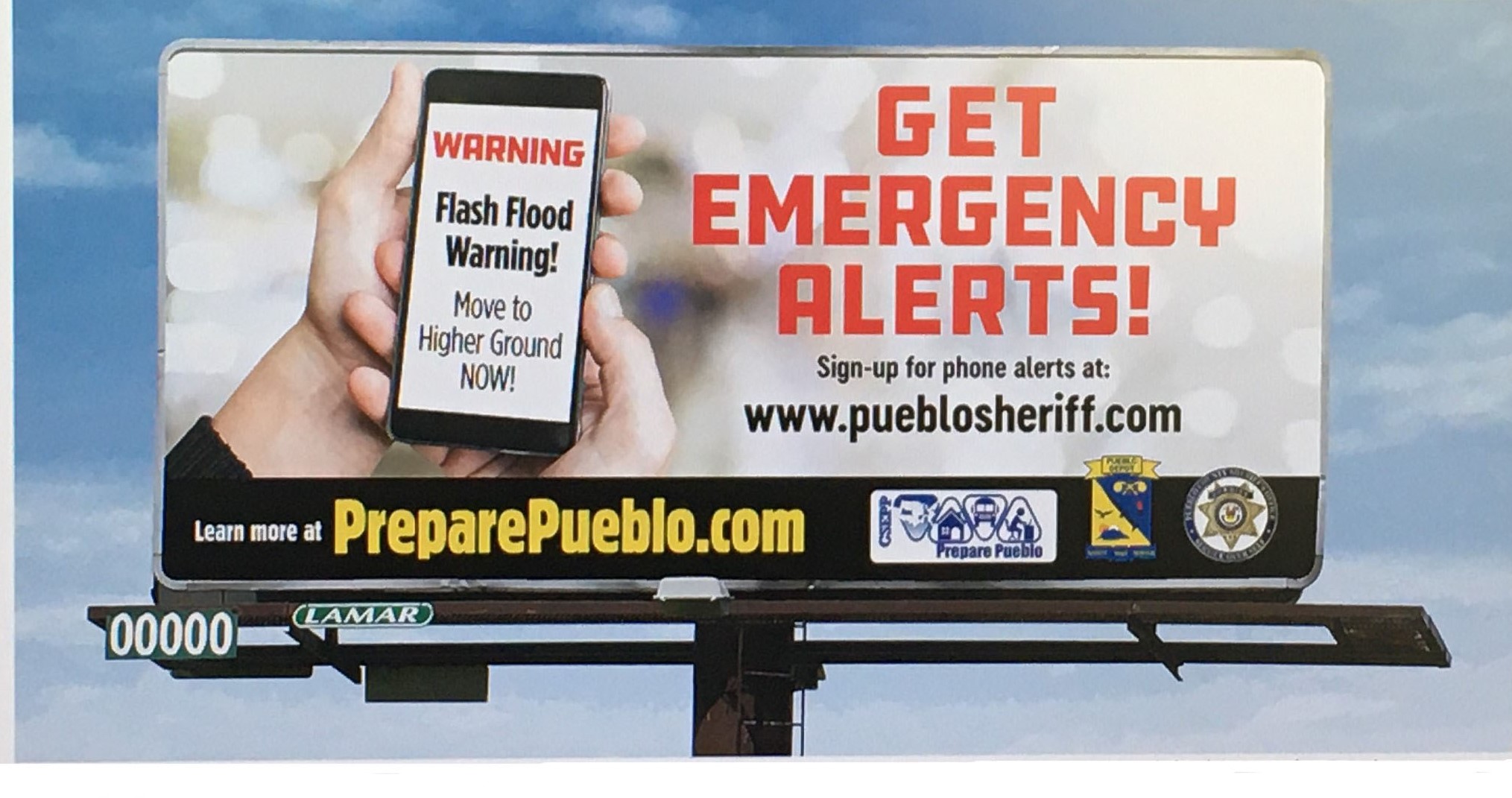 Image depicts a cell-phone and invites citizens to sign up for emergency alerts