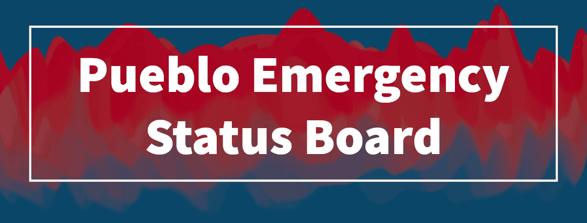 Pueblo Emergency Status Board Header, red, white & blue