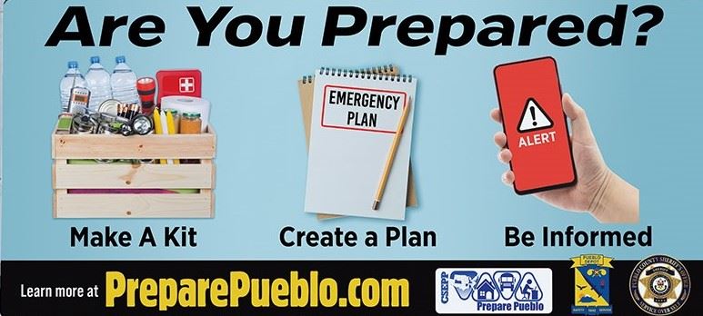 Image depicts Are you Prepared? Make a kit, create a plan, be informed